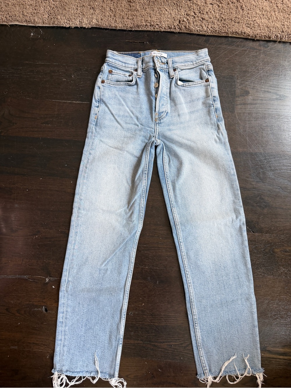 Re/Done Light Blue High-Rise Straight Leg Jeans